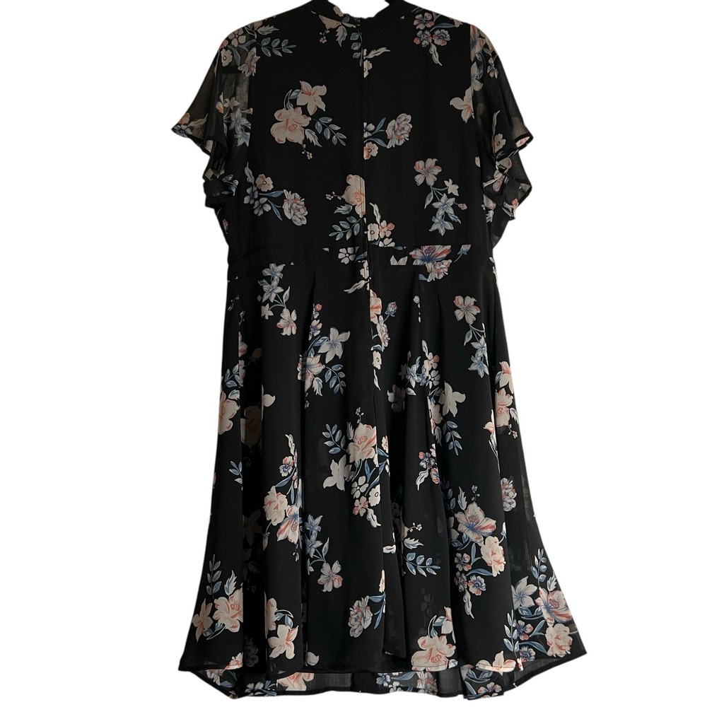 Torrid Women's 12 Black Floral Dress High Neck Lined Chiffon